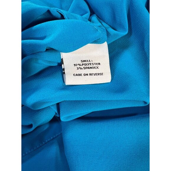 Calvin Klein Blouse Womens Lg Turquiose Blue Pockets Button Sleeveless Stretch - Picture 8 of 8